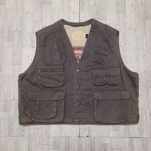 Men's Vintage Woolrich Sportsmans Green Tactical Cargo Fishing Vest Size XXL